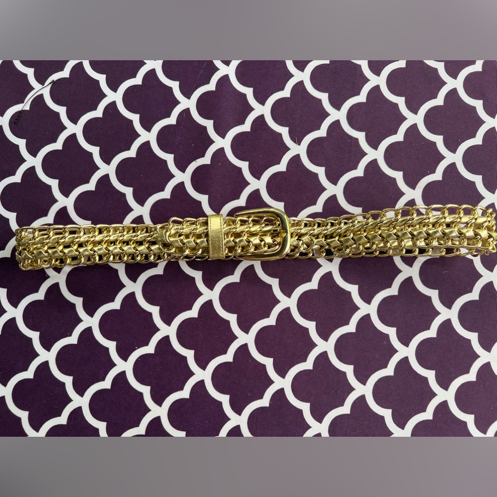 women’s Gold Braided Belt small medium -classic